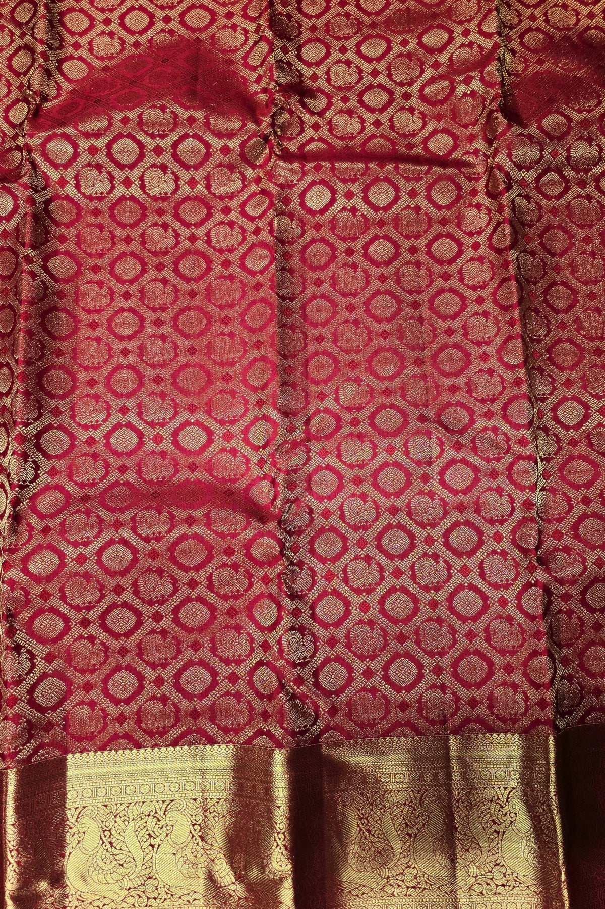 Royal Maroon Kanchipuram Silk Saree – Traditional Grandeur