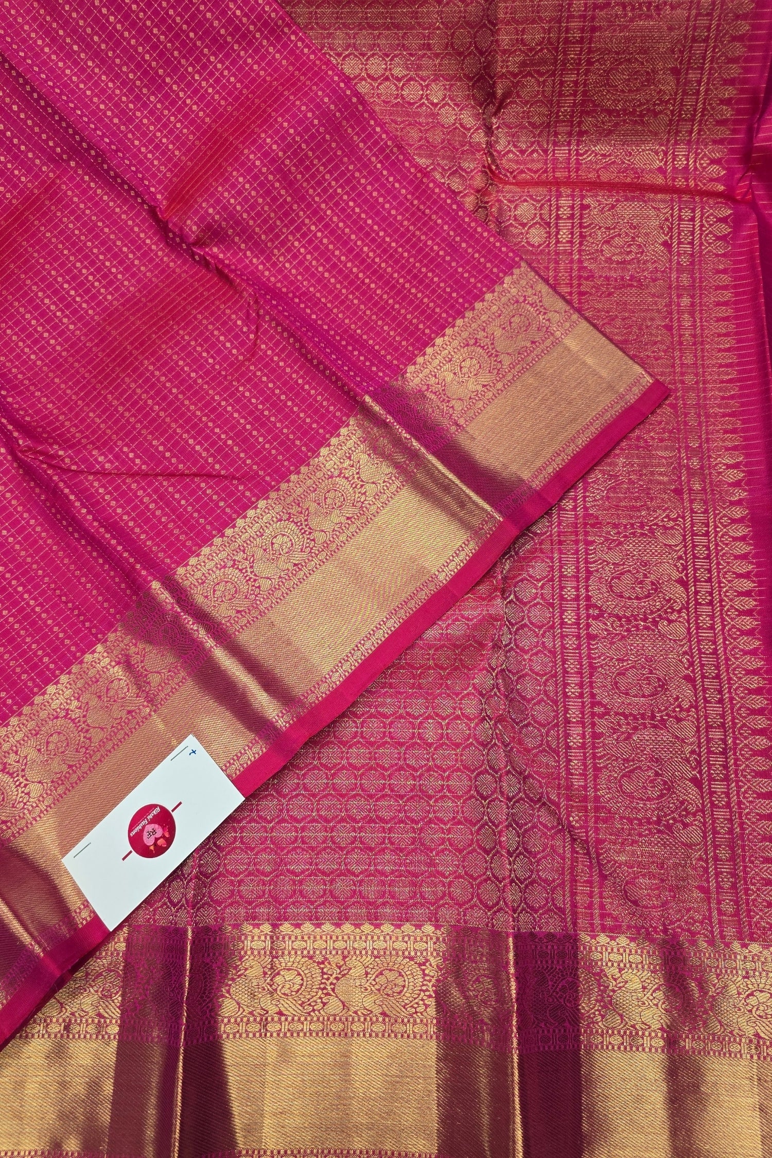 Vibrant Hot Pink Kanchipuram Silk Saree