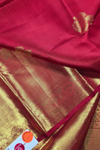 Majestic Red Kanchipuram Silk Saree with Gold Elegance