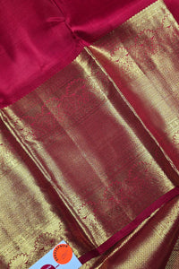 Majestic Red Kanchipuram Silk Saree with Gold Elegance