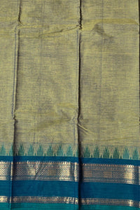 Elegant Olive Green Cotton Saree with Midnight Green Border