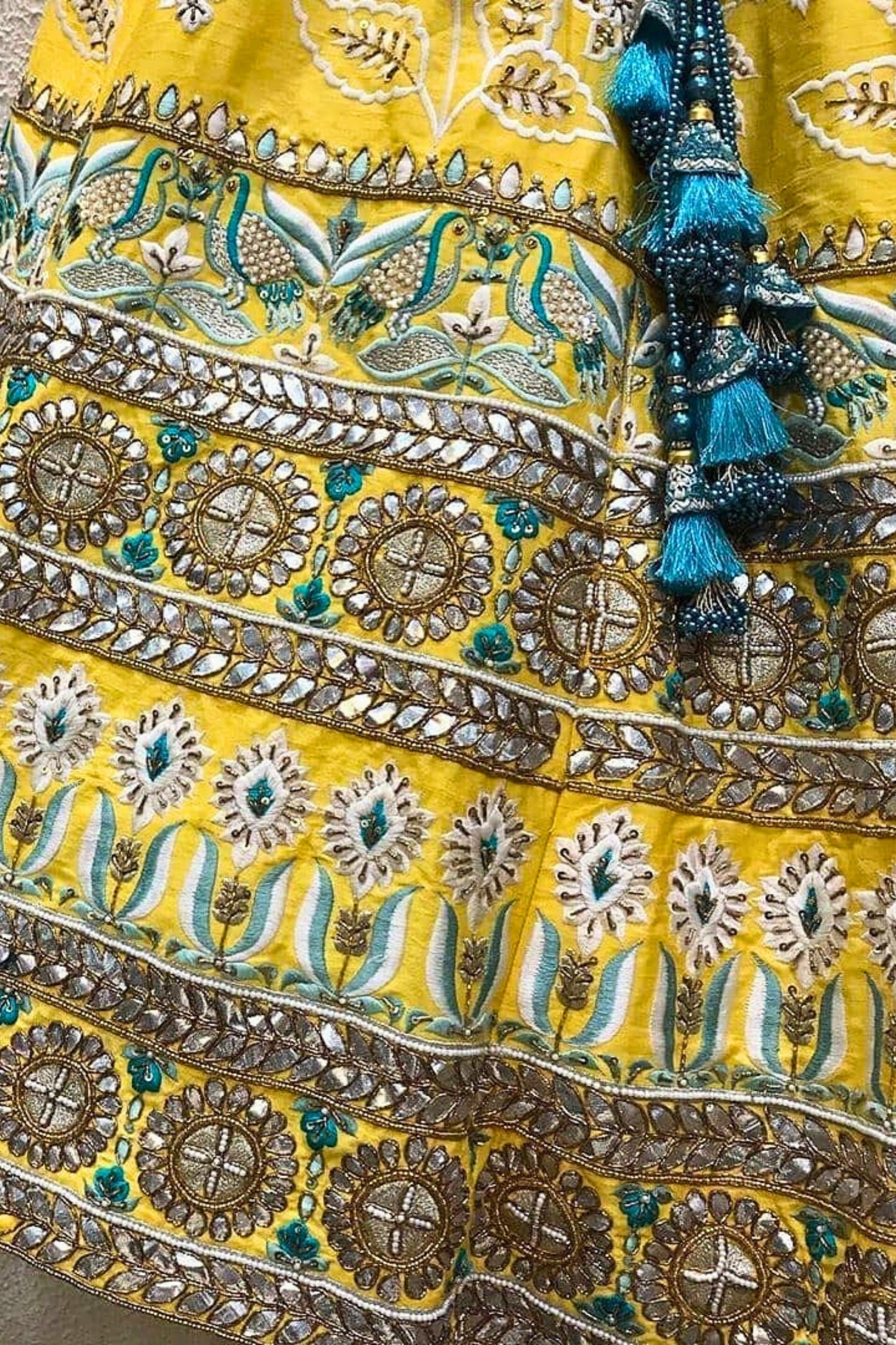 Yellow Bridal Lehenga with Full Embroidery & Sequin Work