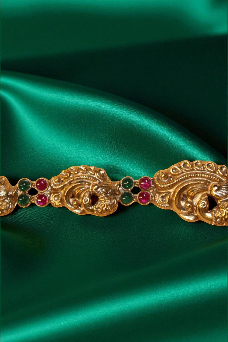 Graceful Harmony Pink & Green Stone Short Haram