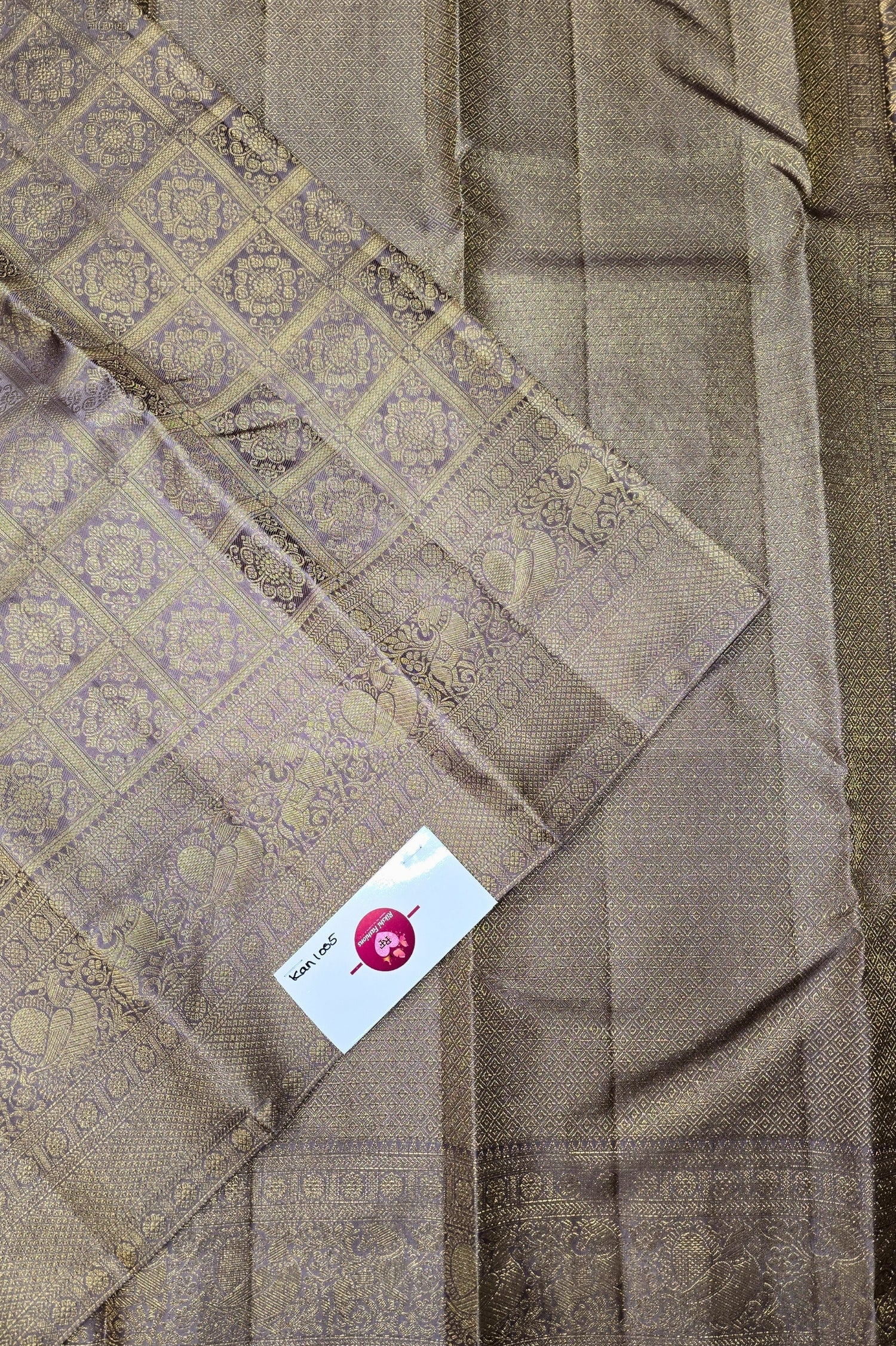 Elegant Lavender with Grey Kanchipuram Silk Saree – Subtle Sophistication
