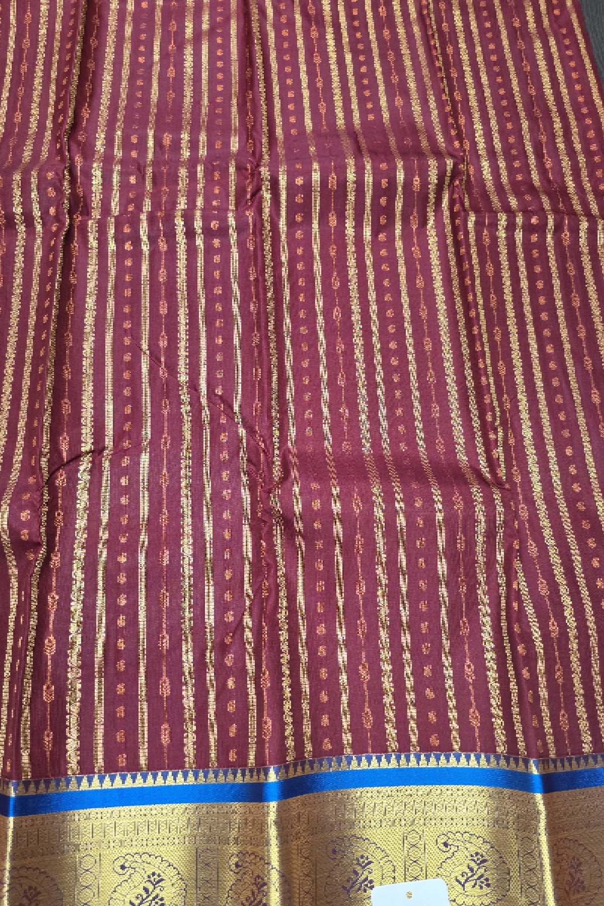 Maroon with Blue Semi Kanchi Silk Saree