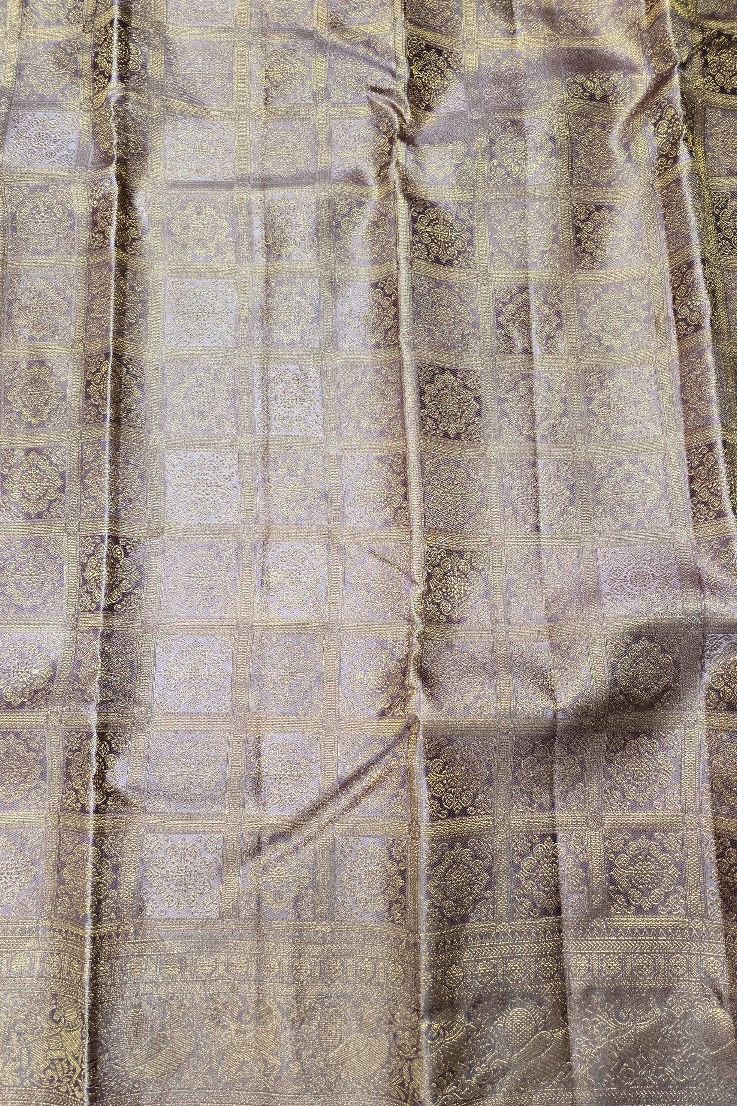 Elegant Lavender with Grey Kanchipuram Silk Saree – Subtle Sophistication