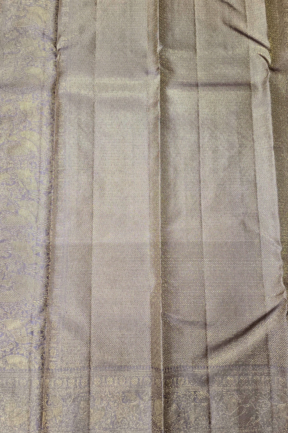 Elegant Lavender with Grey Kanchipuram Silk Saree – Subtle Sophistication