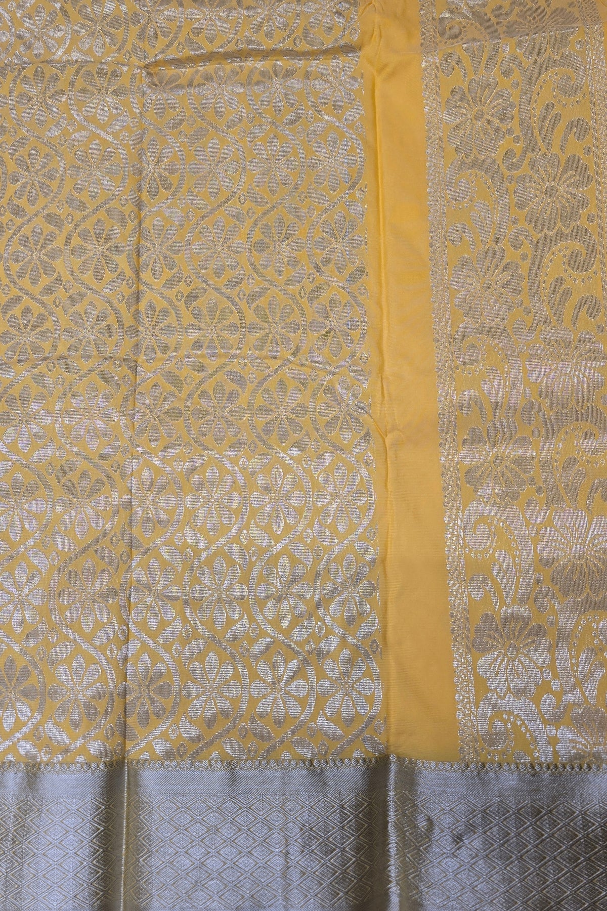 Decorative fabric with a yellow and gray pattern