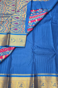 Maroon with Blue Semi Kanchi Silk Saree