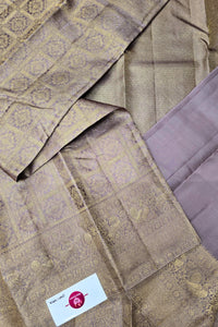 Elegant Lavender with Grey Kanchipuram Silk Saree – Subtle Sophistication