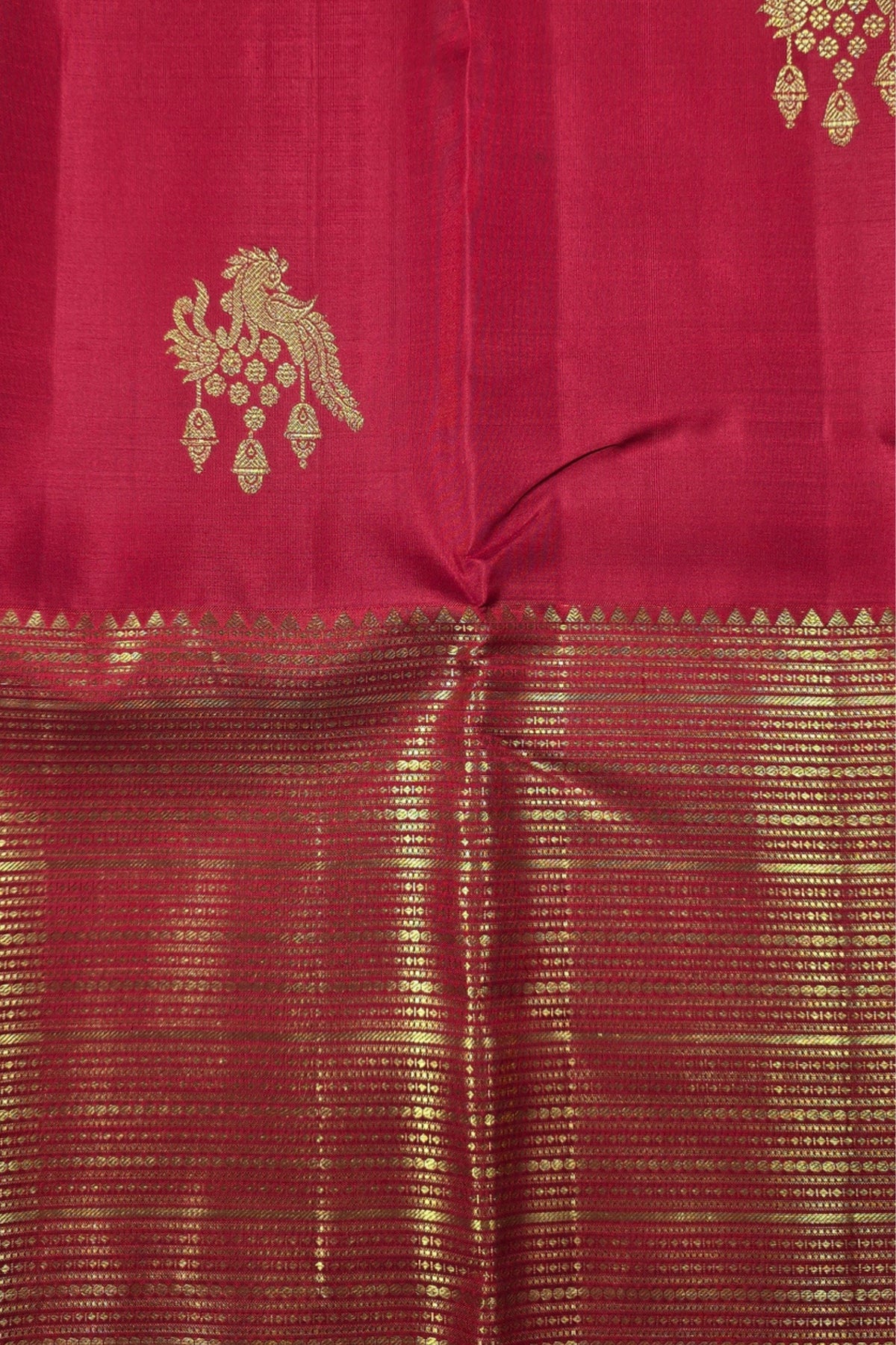 Royal Red Kanchipuram Silk Saree with Elegant Gold Border