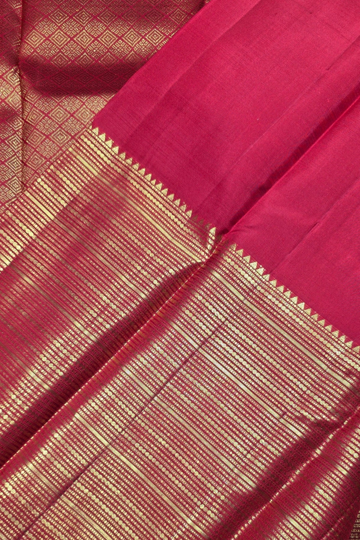 Royal Red Kanchipuram Silk Saree with Elegant Gold Border