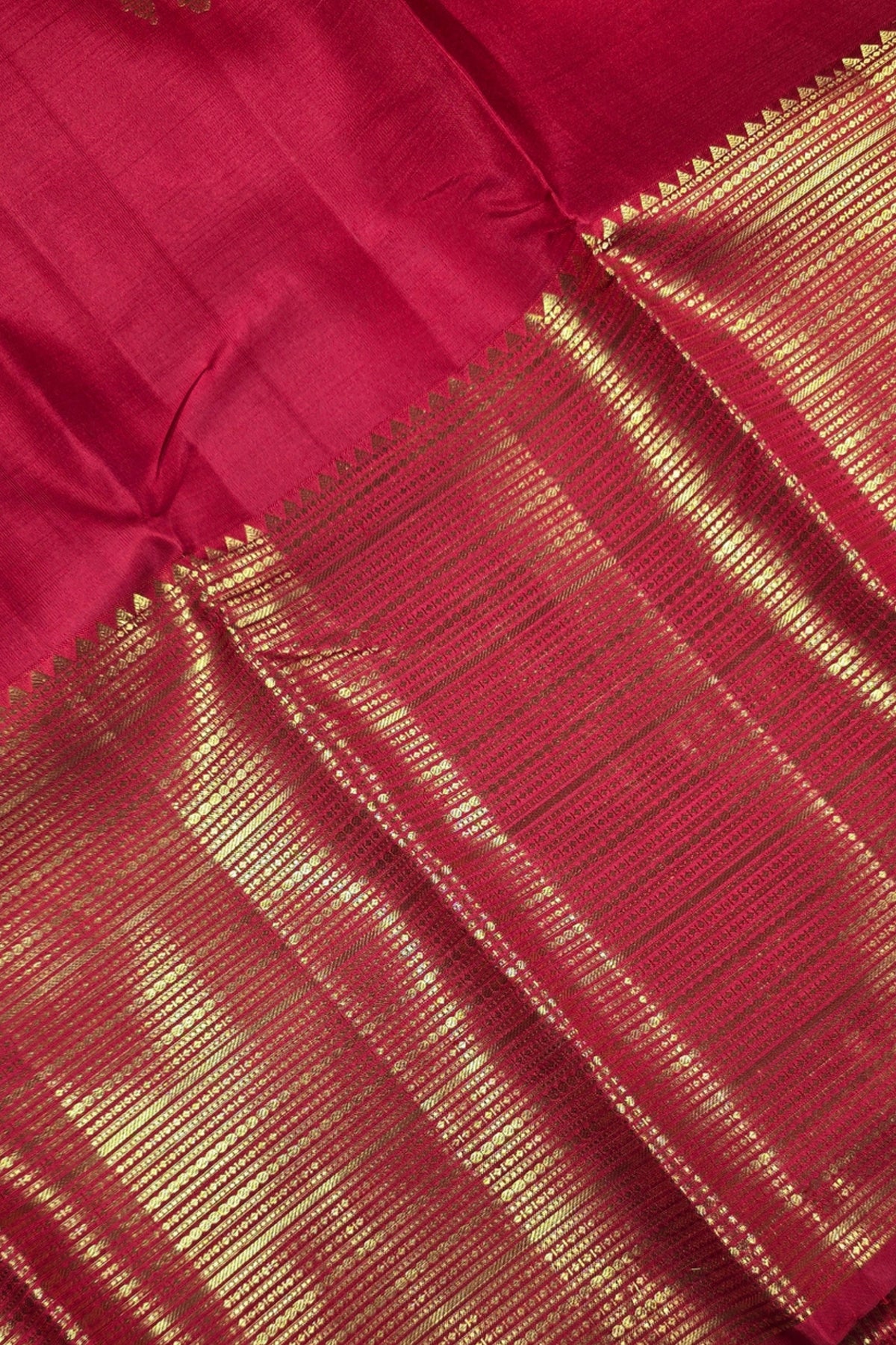 Royal Red Kanchipuram Silk Saree with Elegant Gold Border