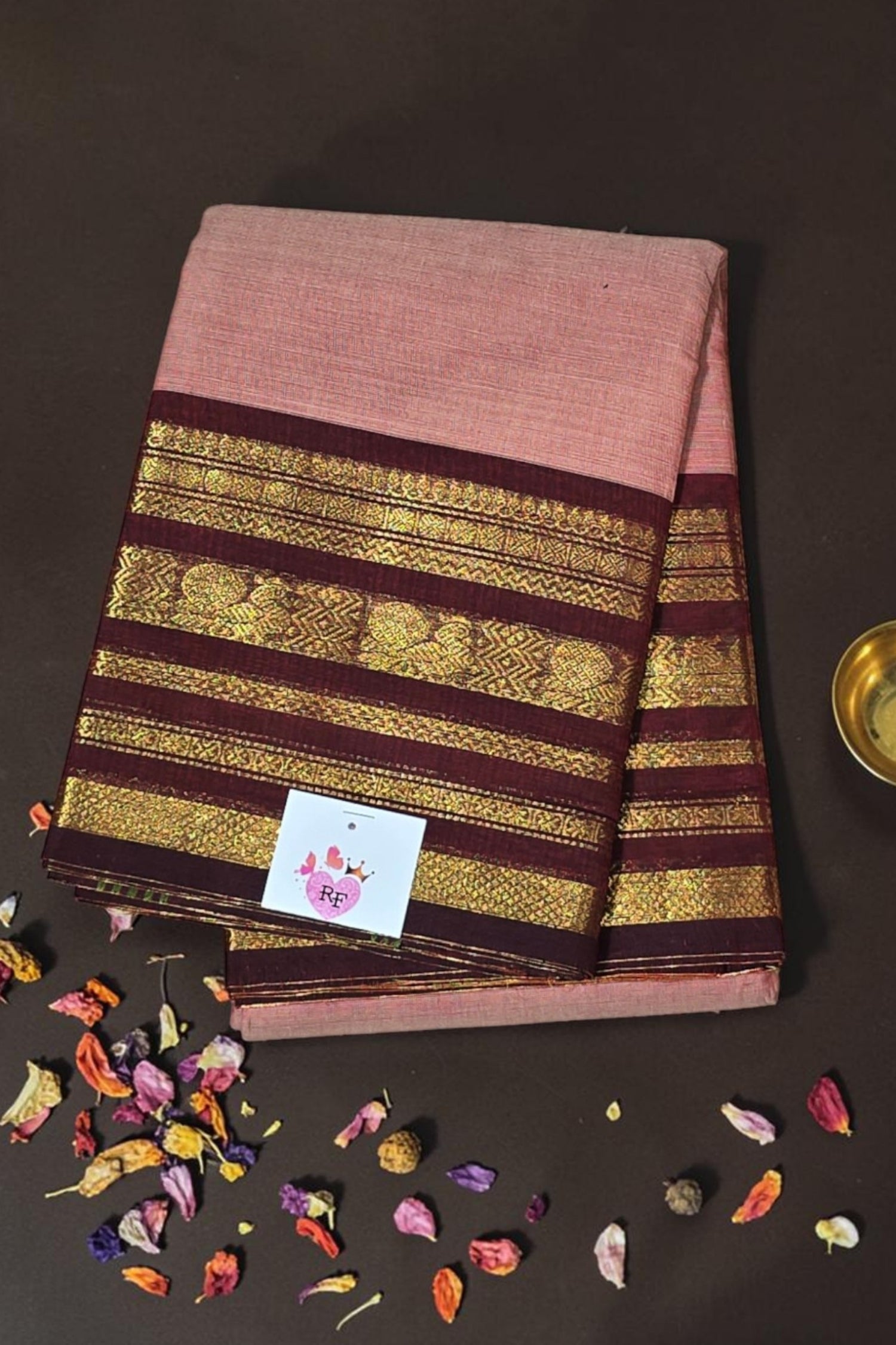 Elegant Light Pink Cotton Saree with Maroon Border