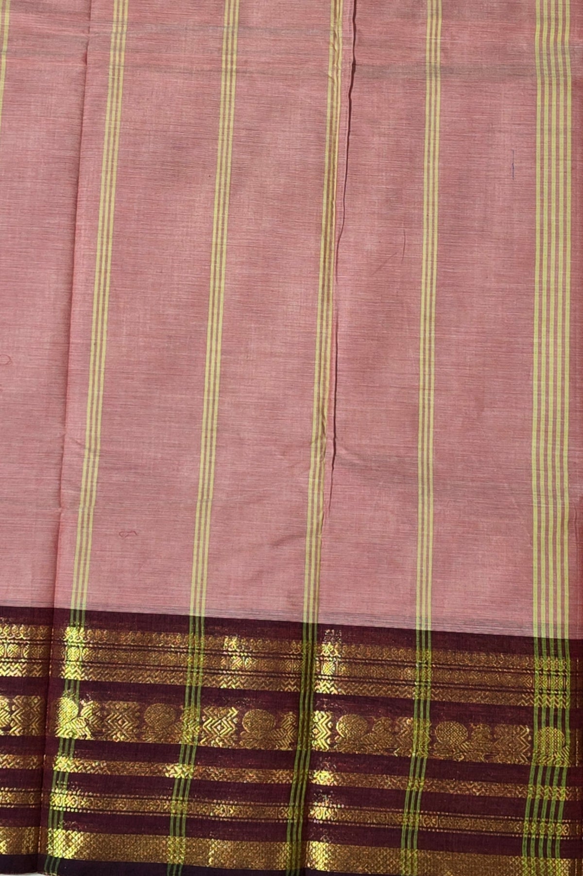 Elegant Light Pink Cotton Saree with Maroon Border