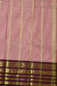 Elegant Light Pink Cotton Saree with Maroon Border
