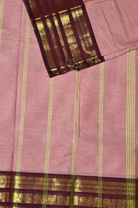 Elegant Light Pink Cotton Saree with Maroon Border