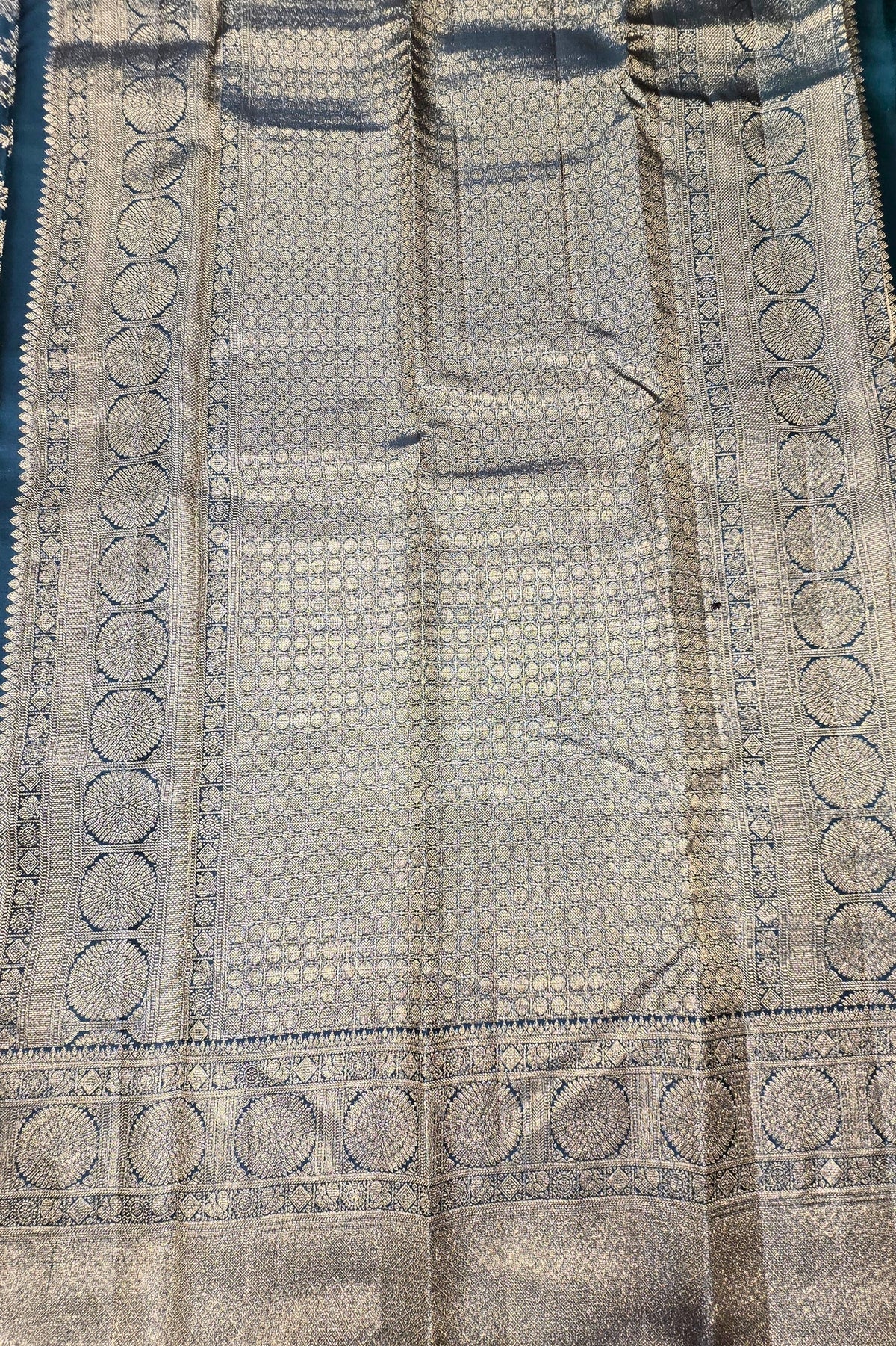 Charcoal Blue Kanchipuram Silk Saree – Regal & Timeless