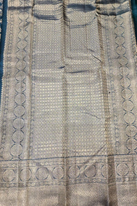 Charcoal Blue Kanchipuram Silk Saree – Regal & Timeless