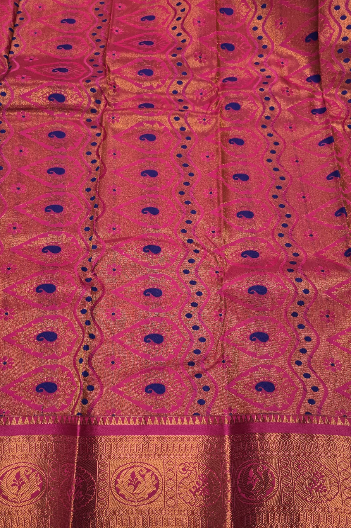 Purple With Pink Semi Kanchi Saree