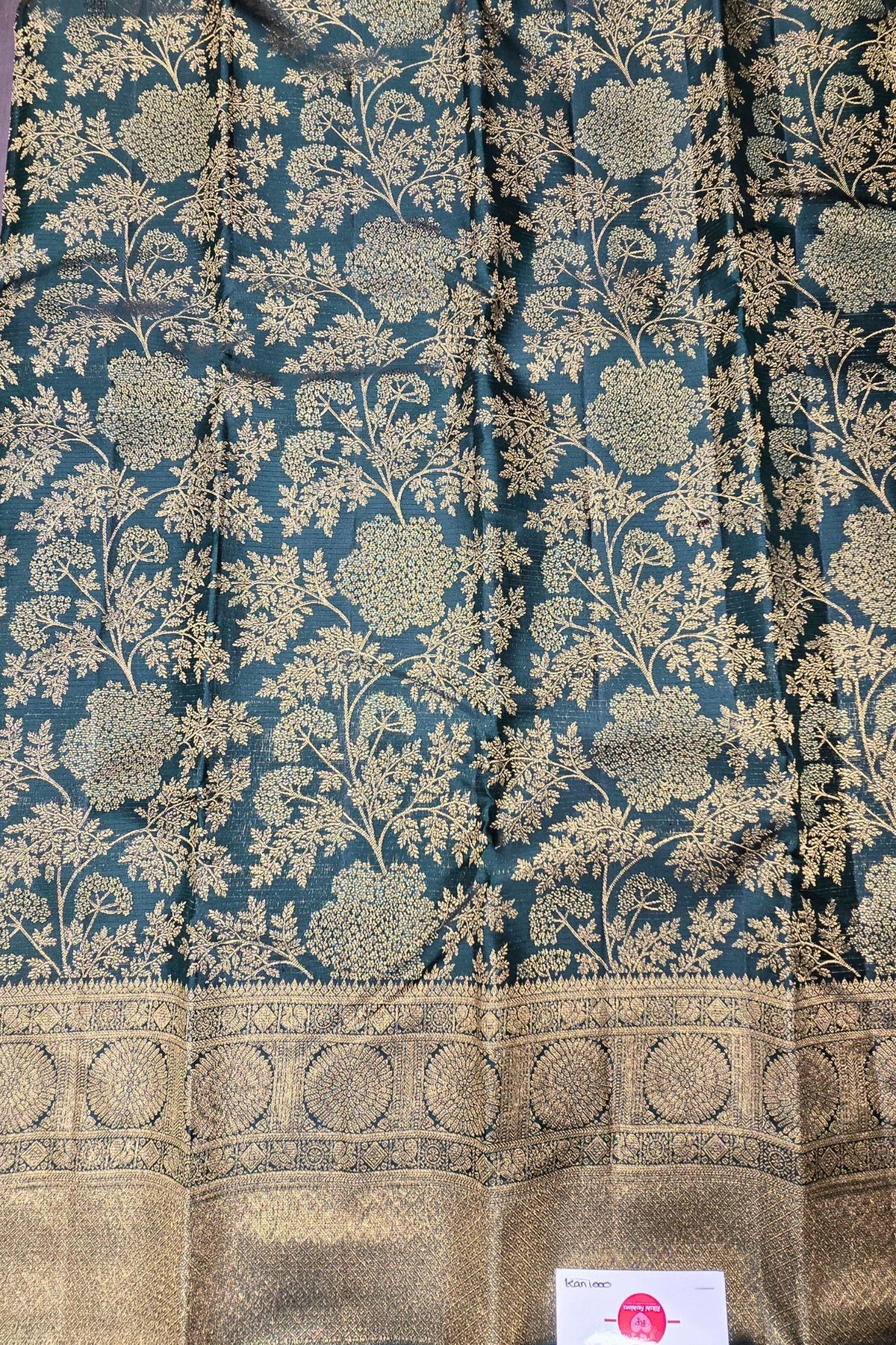 Charcoal Blue Kanchipuram Silk Saree – Regal & Timeless