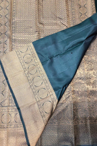 Charcoal Blue Kanchipuram Silk Saree – Regal & Timeless