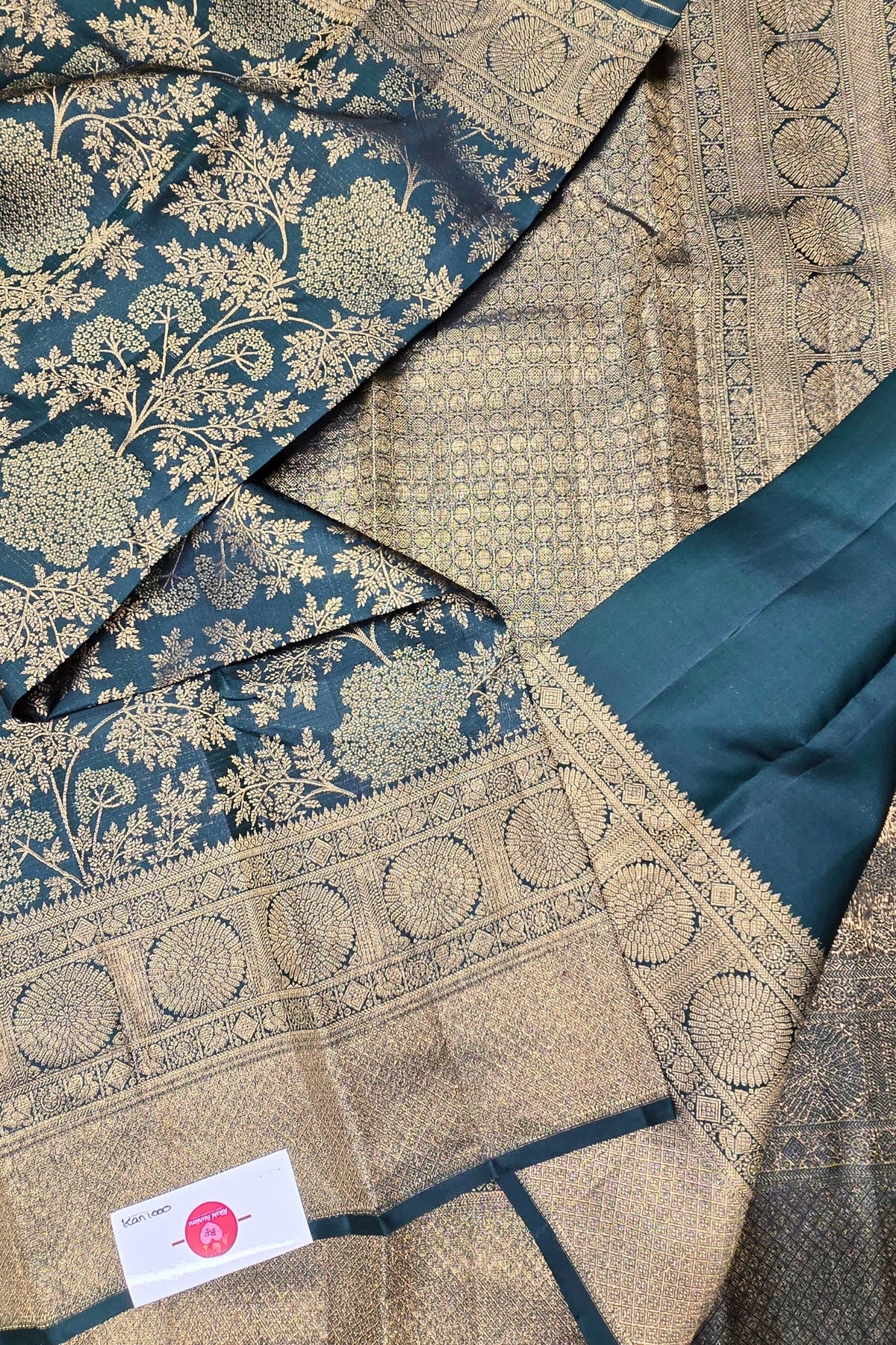 Charcoal Blue Kanchipuram Silk Saree – Regal & Timeless