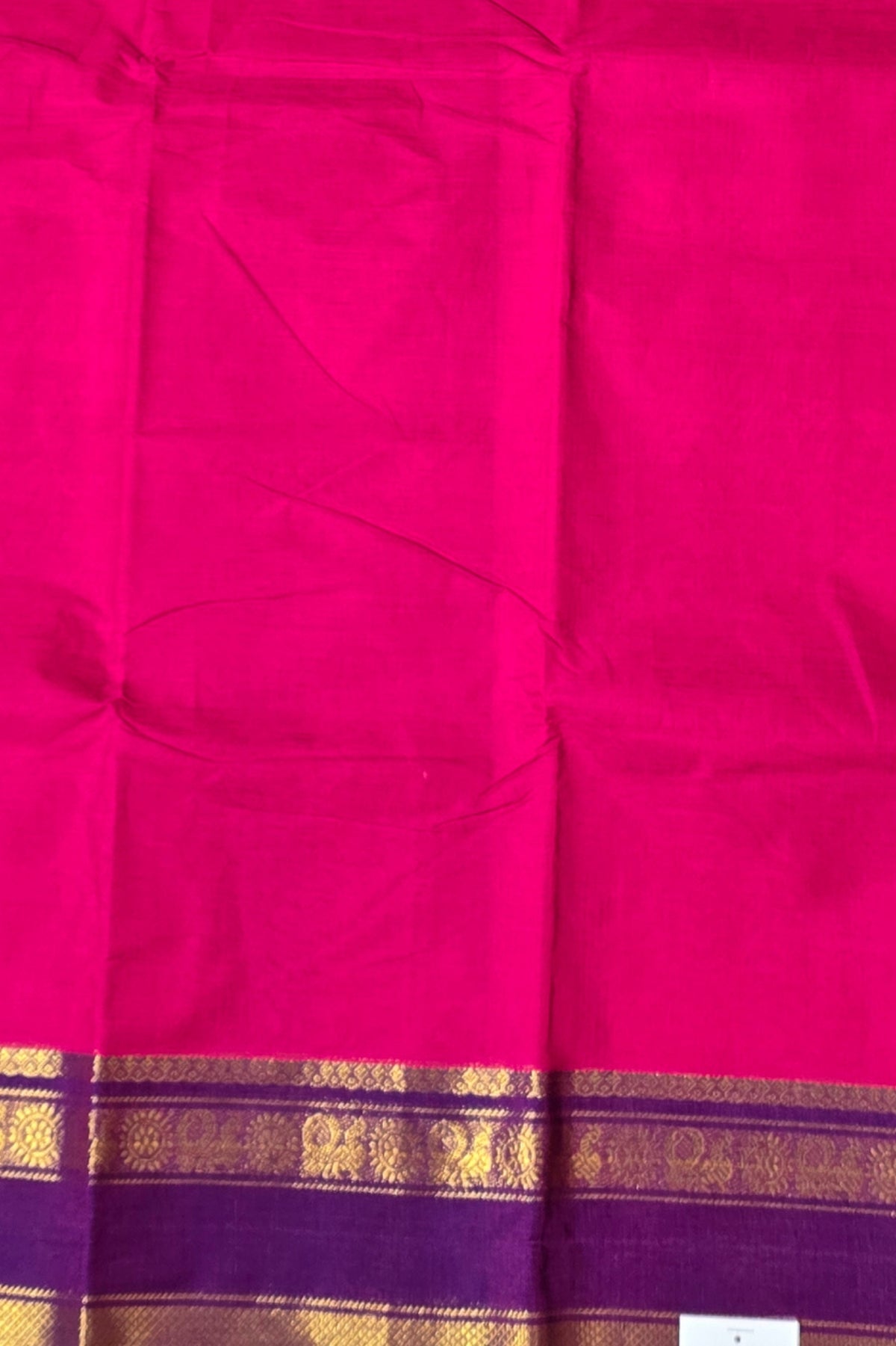 Elegant Jazzberry Jam Cotton Saree with Persian Indigo Border