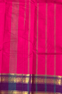 Elegant Jazzberry Jam Cotton Saree with Persian Indigo Border