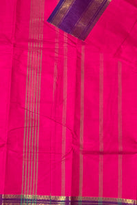 Elegant Jazzberry Jam Cotton Saree with Persian Indigo Border