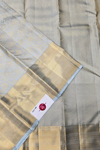 Lavender Grey Kanchipuram Silk Saree – Elegant & Timeless