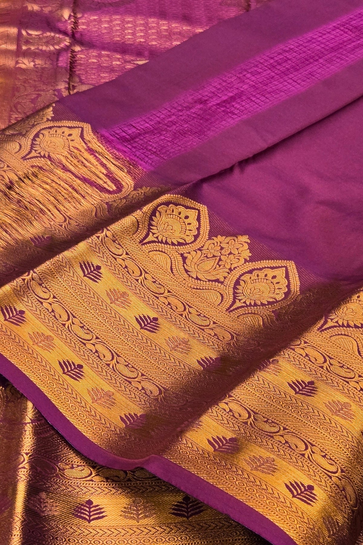 Radiant Yellow Semi Kanchi Silk Saree with Pink Border