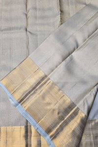Lavender Grey Kanchipuram Silk Saree – Elegant & Timeless