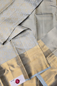 Lavender Grey Kanchipuram Silk Saree – Elegant & Timeless