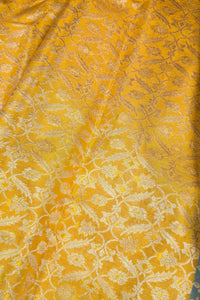 Royal Yellow Kanchipuram Silk Saree with Elegant Blue Border