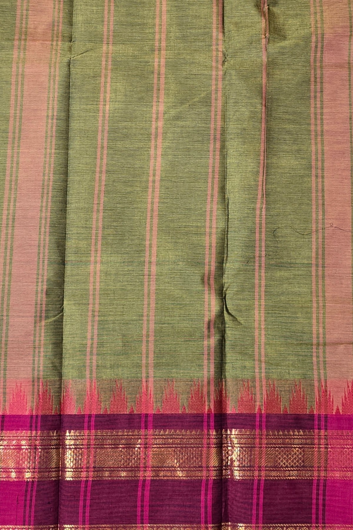 Verdant Grace Army Green Saree with Crimson Red Border