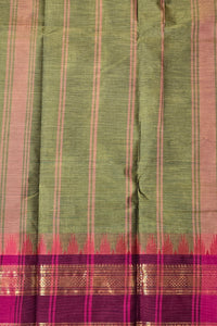 Verdant Grace Army Green Saree with Crimson Red Border