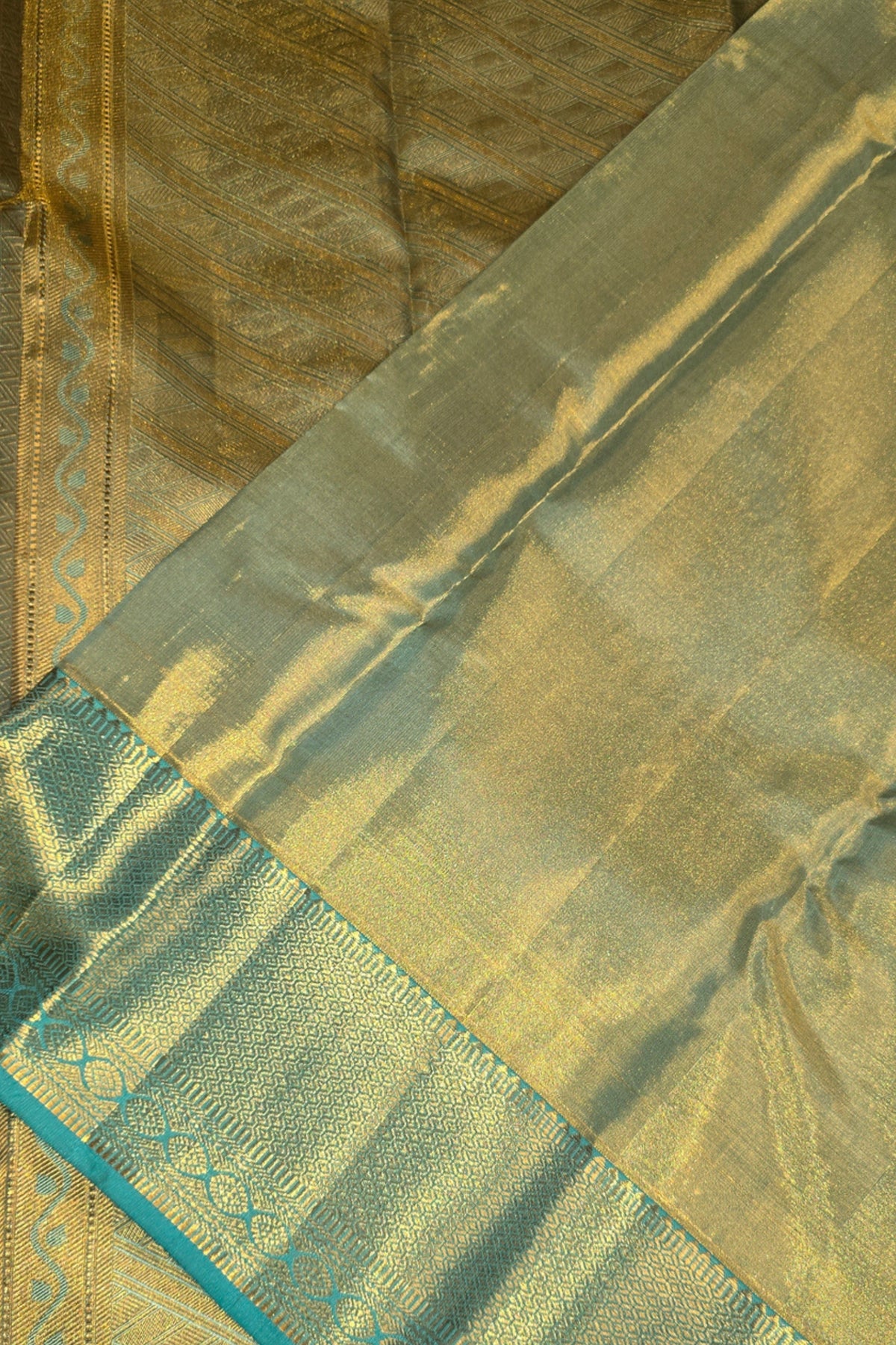 Royal Yellow Kanchipuram Silk Saree with Elegant Blue Border