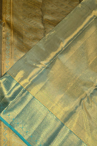 Royal Yellow Kanchipuram Silk Saree with Elegant Blue Border