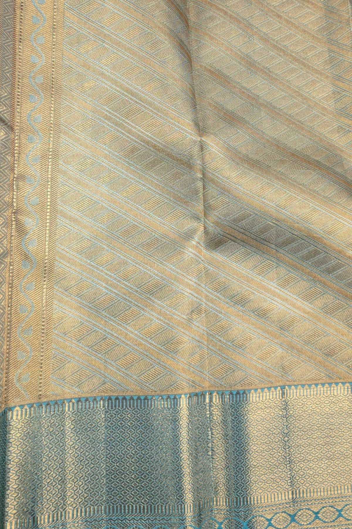 Royal Yellow Kanchipuram Silk Saree with Elegant Blue Border