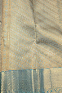 Royal Yellow Kanchipuram Silk Saree with Elegant Blue Border