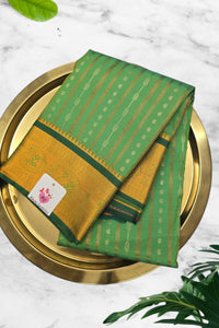 Green with Darkgreen Border Semi Kanchi Silk Saree