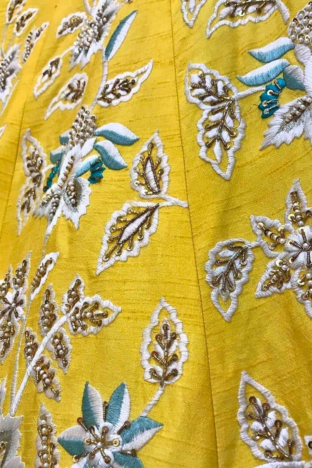 Yellow Bridal Lehenga with Full Embroidery & Sequin Work