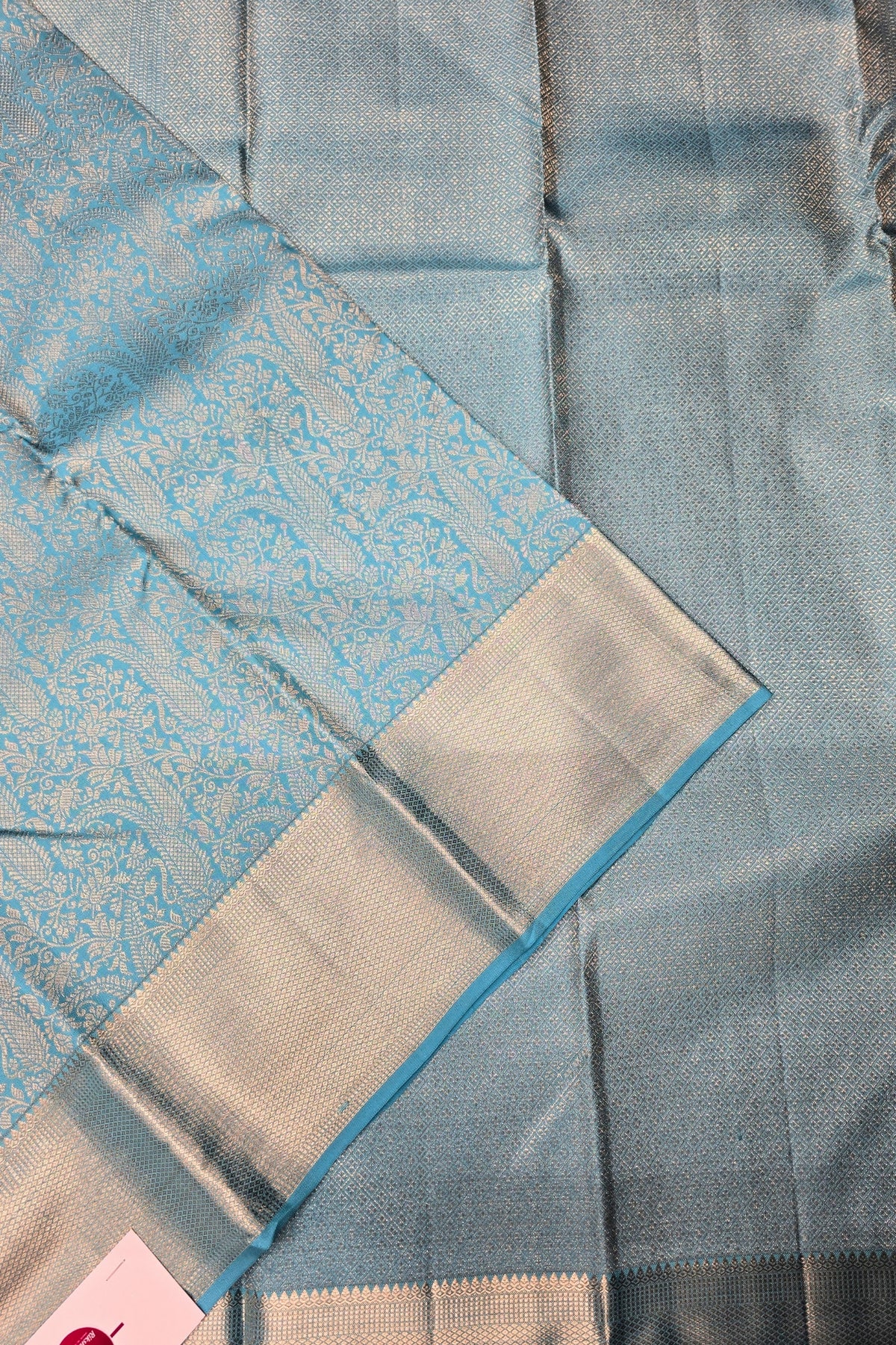 Aqua Blue Kanchipuram Silk Saree – Fresh & Elegant