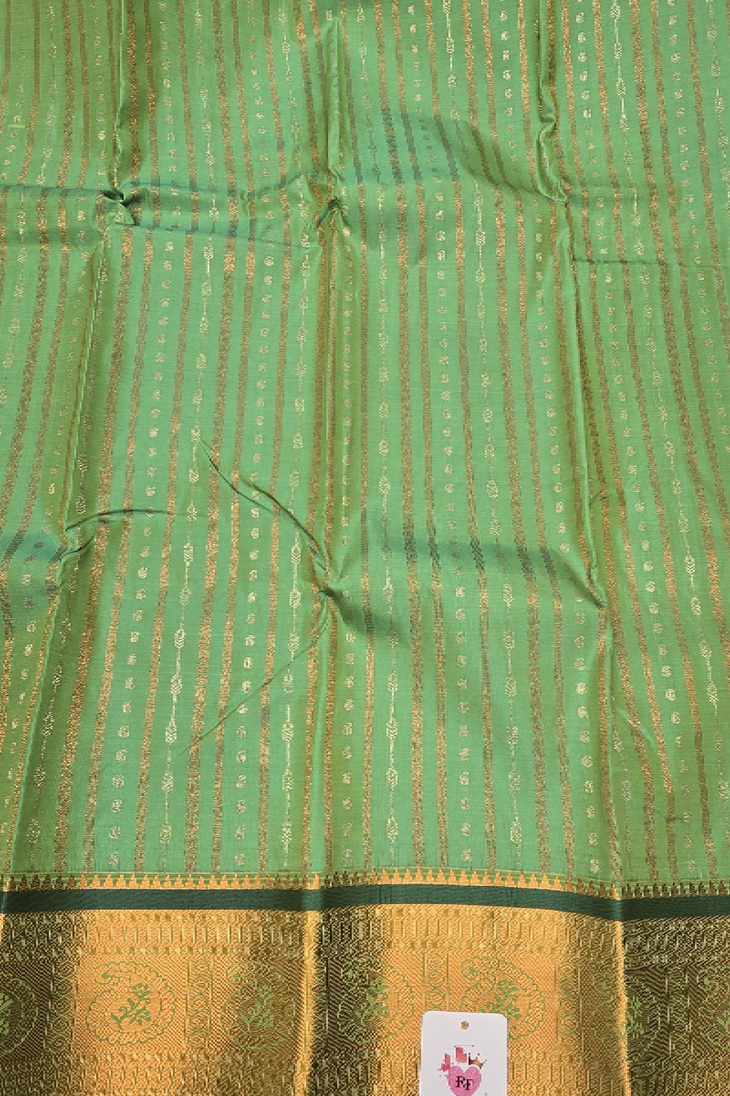 Green with Darkgreen Border Semi Kanchi Silk Saree