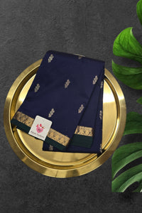 Dark Blue With Green Semi Kanchipuram Silk Saree