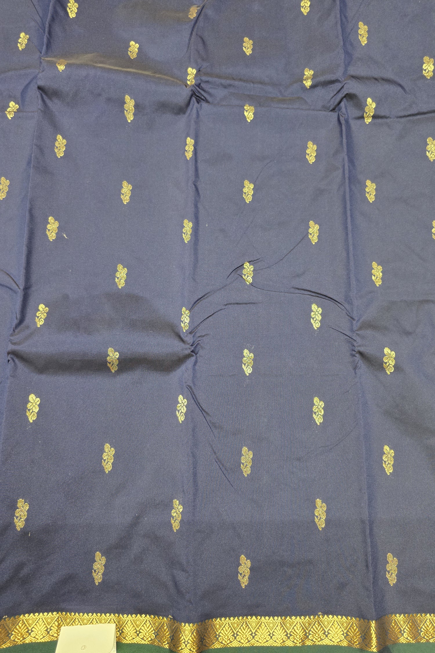 Dark Blue With Green Semi Kanchipuram Silk Saree