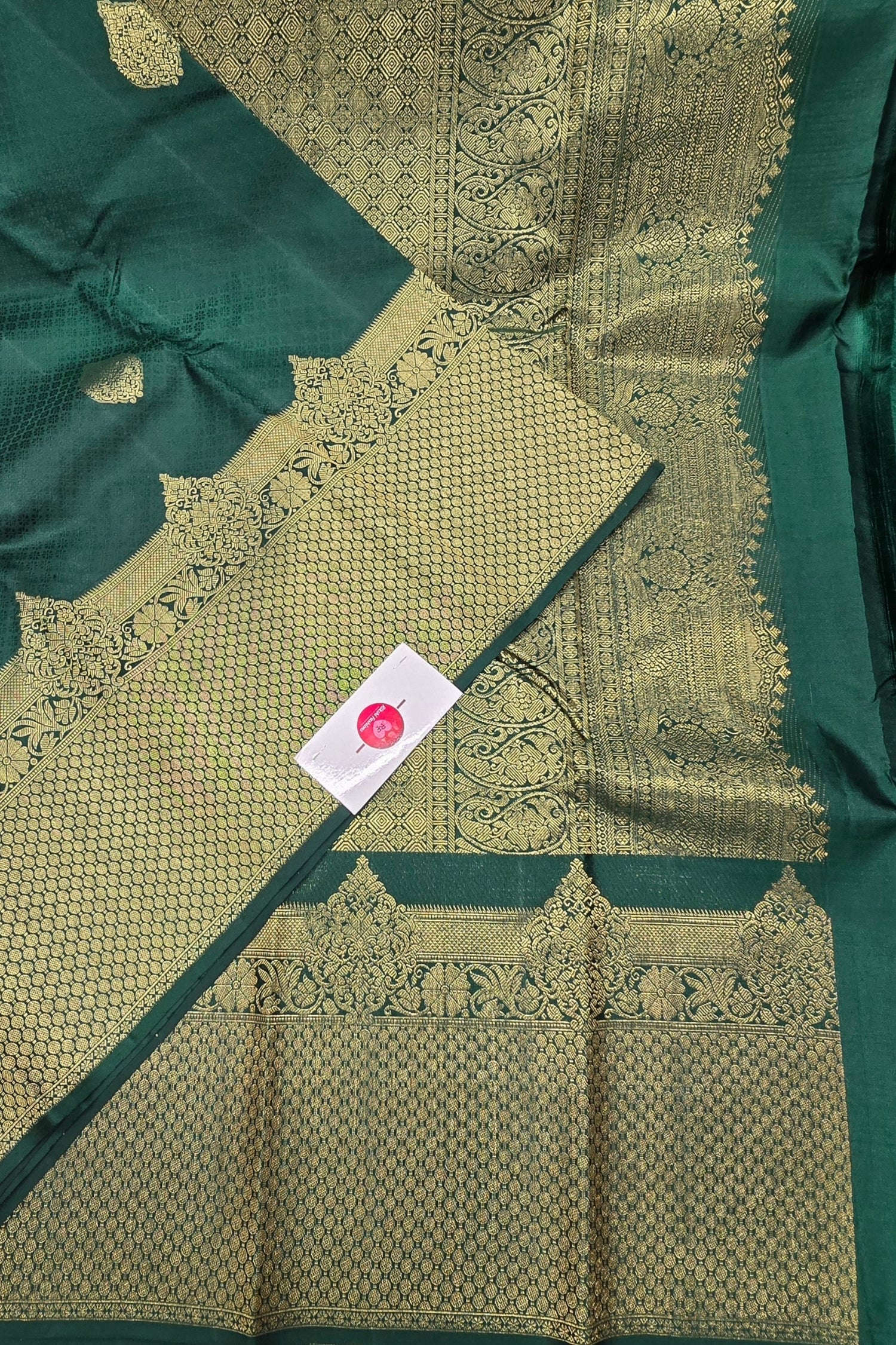 Exquisite Dark Green Kanchipuram Silk Saree