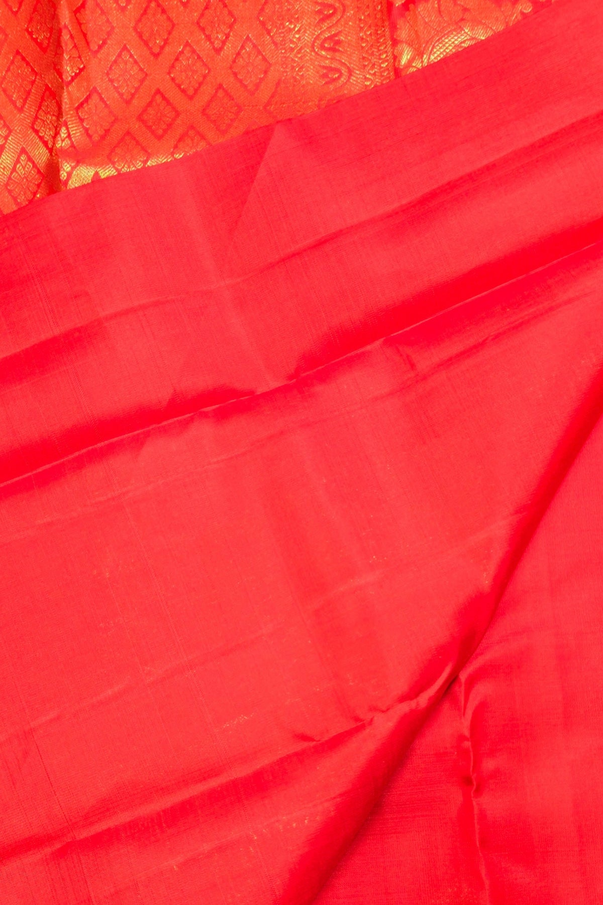 Red Kanchipuram Silk Saree with Gold Embroidery & Traditional Patterns