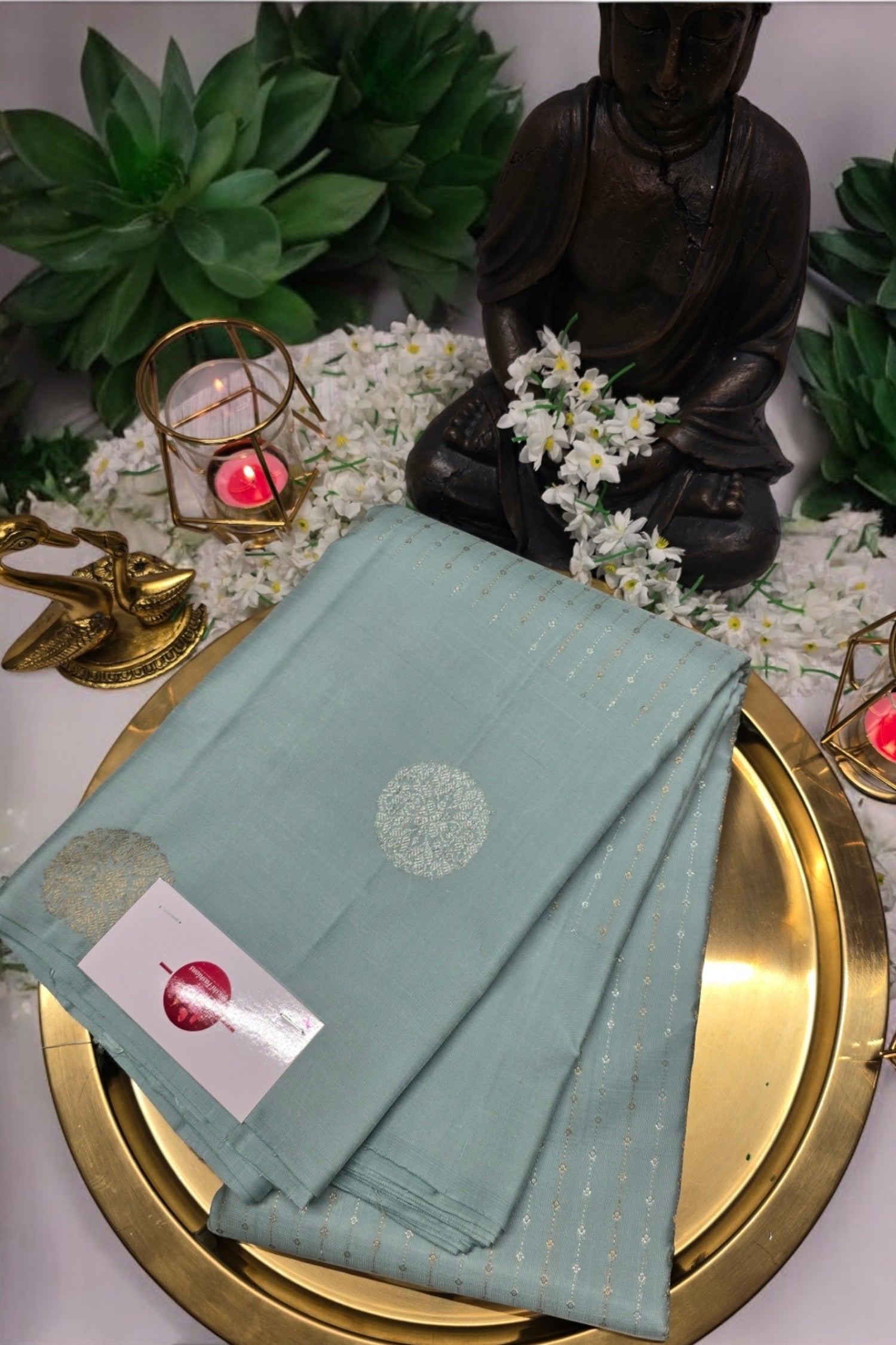 Graceful Light Blue Kanchipuram Silk Saree